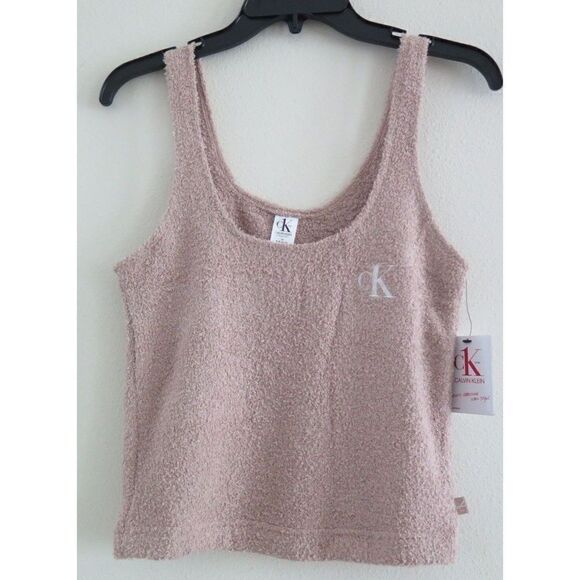 Calvin Klein QS6721 200 Women's Sz M Taupe Plush Cozy Sleep Tank - Picture 1 of 8